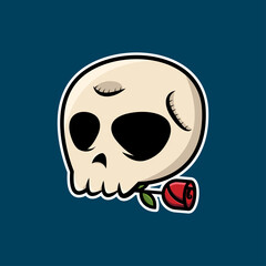 Skull with rose flower, Vector illustration eps.10