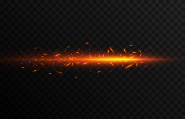 Vector fiery sparks on isolated transparent background. Sparks png, fire png, ignition, fire particles. © Vitaliy