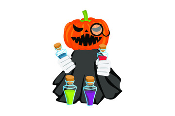 adorable pumpkin head witch for Halloween