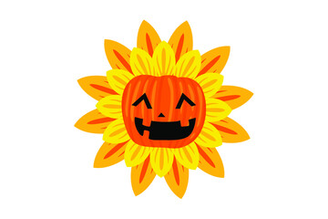 adorable Sunflower with pumpkin head Halloween