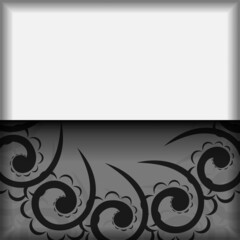 Postcard template in white color with black luxury ornament