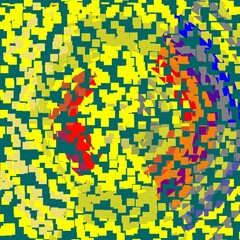 Yellow pink orange blue squares abstract background with squares