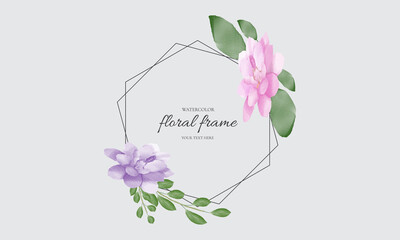 Watercolor floral frame design. 
