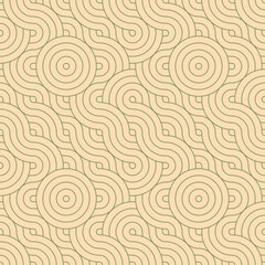 Geometric circles and waves japanese seamless pattern. Wavy lines in asian style. Oriental 