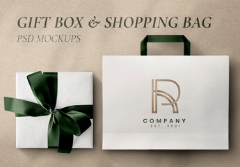 Luxury Packaging Mockup with Gift Box and Bag