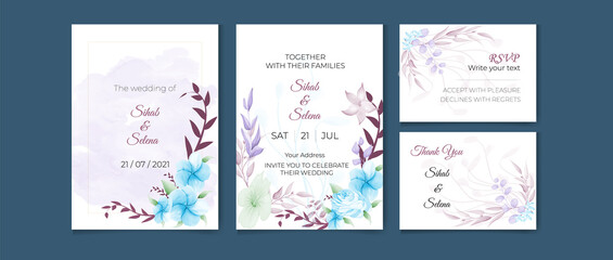 Water Color Floral  Wedding Invitation Template
