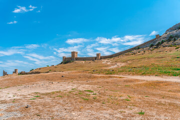 Fototapeta na wymiar Genoese fortress on a summer day in Sudak, Crimea