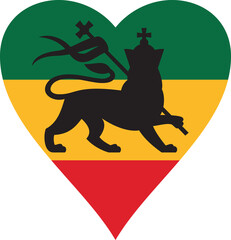Rastafarian heart flag with the lion of Judah