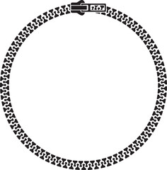 Round zipper frame black and white vector icon