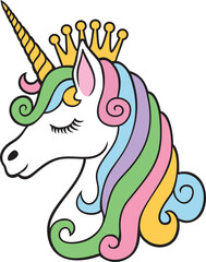 Unicorn princess with crown color 