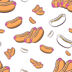seamless hotdog background with sausage