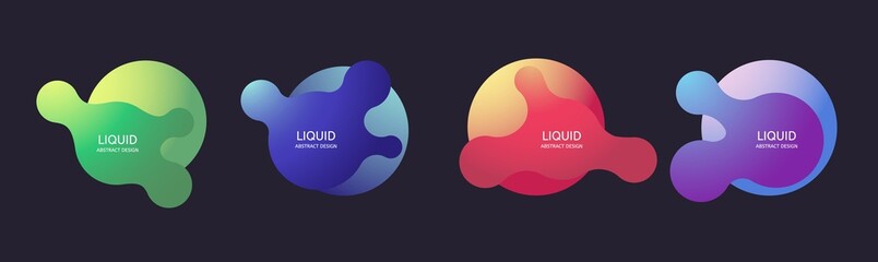 Liquid shape. Fluid abstract dynamic wavy banners. Vector futuristic logo template.