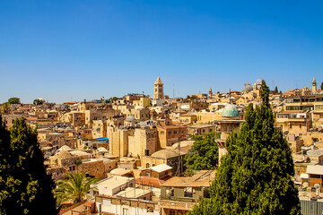 view from the roof the Austrian Hospice of the Holy Family, a refuge for itinerant pilgrims, was...