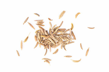 cumin seeds isolated on white background, caraway seeds macro