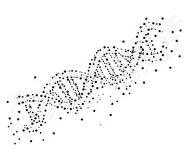 DNA molecules structure mesh.Low poly wireframe digital technology vector illustration. Science and Technology concept.