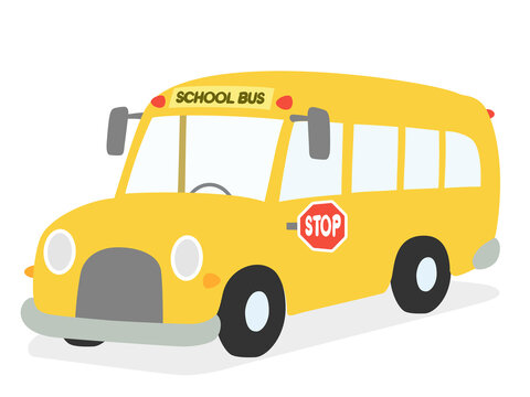 School Bus children vector illustration. Student transport cartoon isolated.