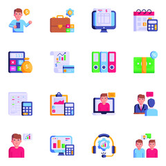 Pack of Business Management Flat Icons 

