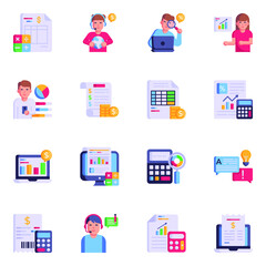 16 Flat Icons of Business and Accounting 

