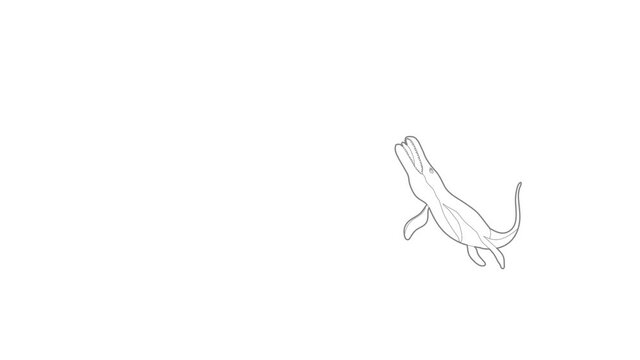 Underwater dinosaur icon animation best outline object on white background