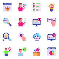 Fototapeta premium Flat Icons of SEO Web Services