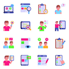 Set of Testing Services Flat Icons 

