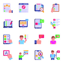 Pack of Testing and Feedback Flat Icons 

