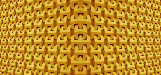 Symmetry Diminishing Perspective 3D Architectural Lines and Shapes in Mango Yellow Color