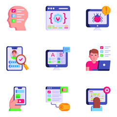 Trendy Flat Icons of Online Testing

