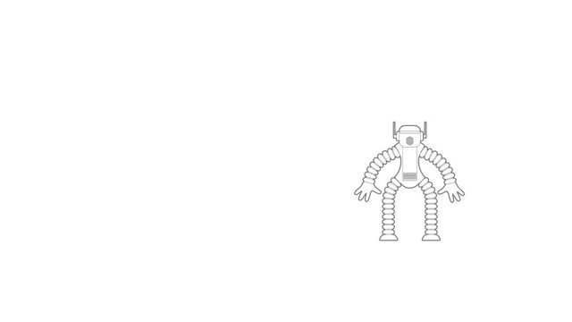 Robot monkey icon animation best outline object on white background