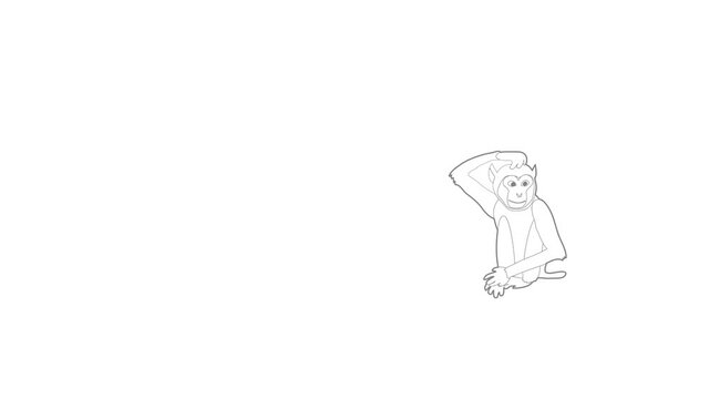 Brooding monkey icon animation best outline object on white background