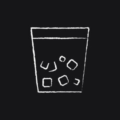 Water glass line Icon design white chalk. Draw a picture on the blackboard.