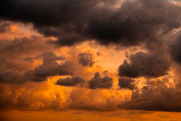 colorful dramatic sky with cloud at sunset
