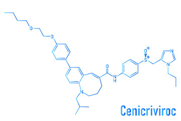 Cenicriviroc HIV drug molecule. Skeletal formula.