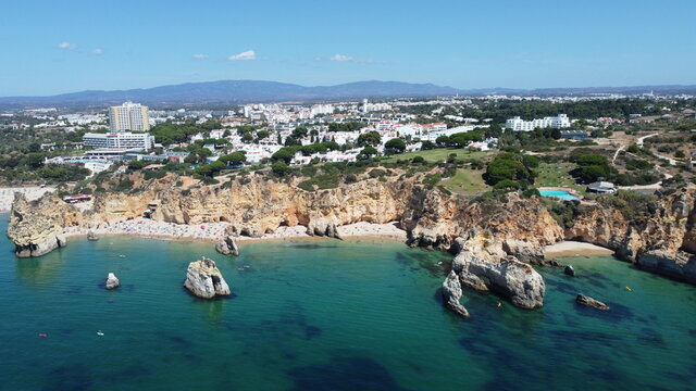 fotografia aerea playa tres hermanas,portugal,algarve