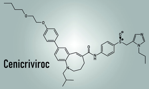 Cenicriviroc HIV drug molecule. Skeletal formula.