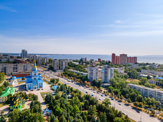 Fototapeta na wymiar Aerial view of the center of Ulyanovsk, Russia. city panorama from above