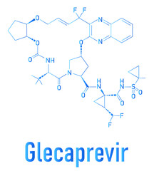 Glecaprevir hepatitis C virus drug molecule. Skeletal formula.