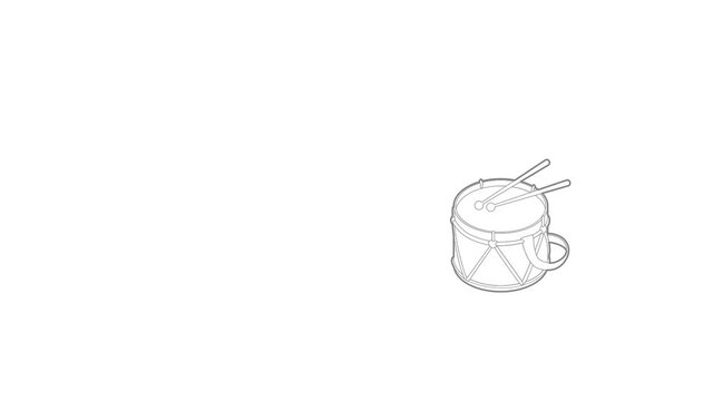 Toy drum icon animation best outline object on white background