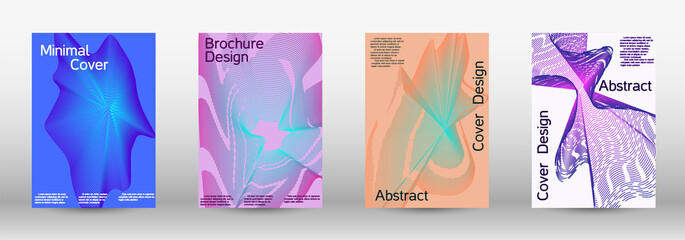 A set of modern abstract covers. Future futuristic template with abstract current forms for banner design, poster, booklet, report, journal.