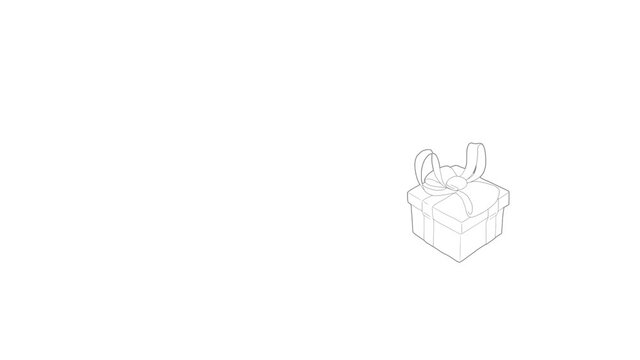 Gift box with ribbon bow icon animation best outline object on white background