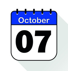 October day 7 blue - Calendar Icon - Vector Illustration
