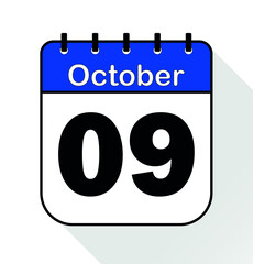 October day 9 blue - Calendar Icon - Vector Illustration