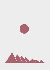 Geometric Mountains silhouette landscape art poster illustration