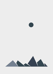 Geometric Mountains silhouette landscape art poster illustration