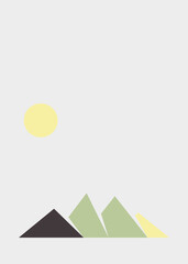 Geometric Mountains silhouette landscape art poster illustration