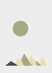 Geometric Mountains silhouette landscape art poster illustration