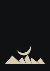 Geometric Mountains silhouette landscape art poster illustration