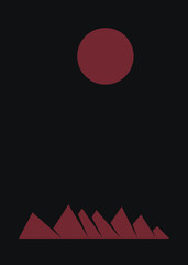 Geometric Mountains silhouette landscape art poster illustration