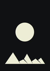 Geometric Mountains silhouette landscape art poster illustration
