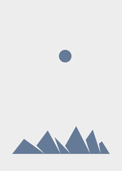 Geometric Mountains silhouette landscape art poster illustration